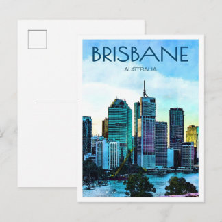 Brisbane City Australia Vintage Travel  Postcard