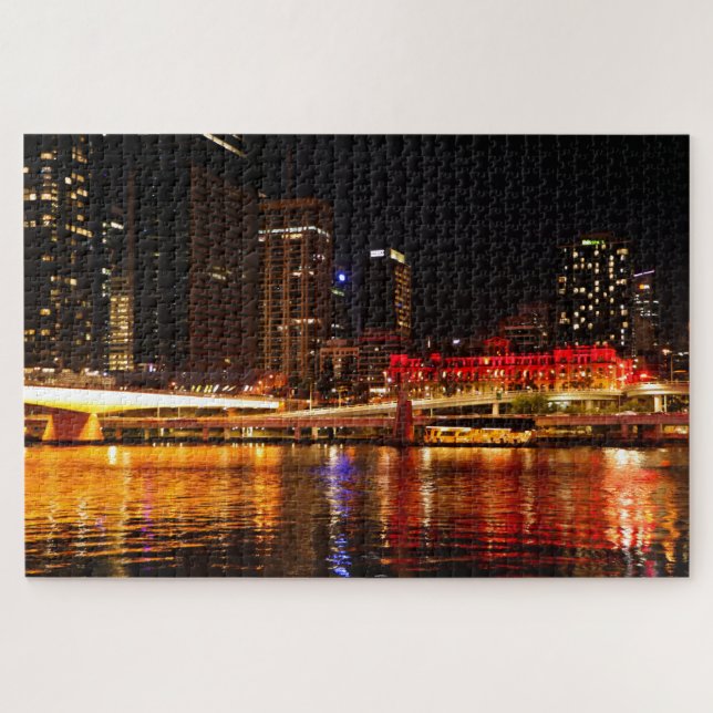 Brisbane city lights at night jigsaw puzzle (Horizontal)