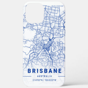Brisbane City Map Blue Tint iPhone 12 Pro Max Case