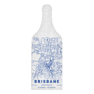 Brisbane City Map Blue Tint Cutting Board