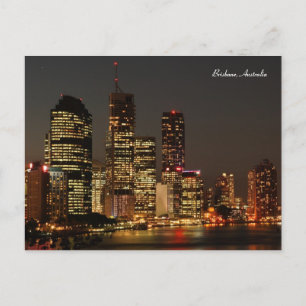 Brisbane City, Night Skyline, Austraila Postcard
