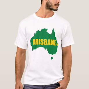 Brisbane Green and Gold Map T-Shirt