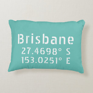 Brisbane Latitude Longitude Decorative Cushion