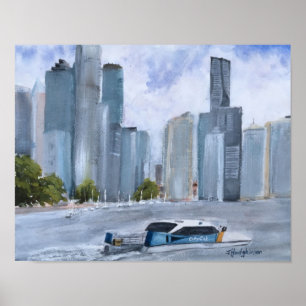 BRISBANE, QLD, AUSTRALIA, WATERCOLOR POSTER