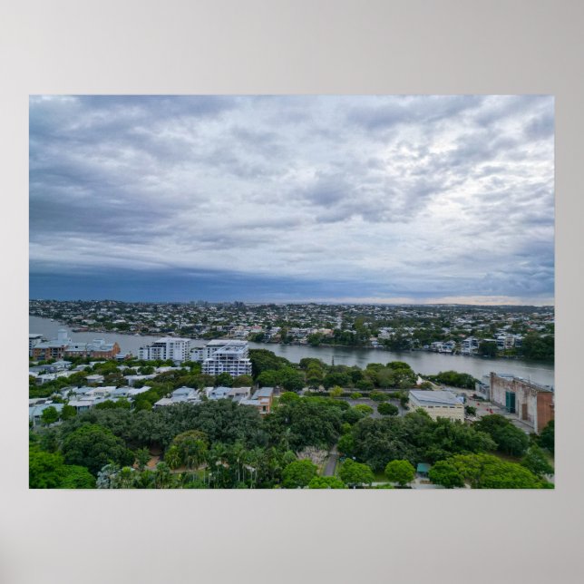 Brisbane River Aerial View from New Farm Poster (Front)