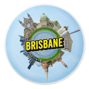 Brisbane tiny little planet landmark architecture ceramic knob