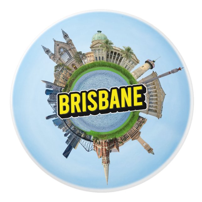 Brisbane tiny little planet landmark architecture  ceramic knob (Front)