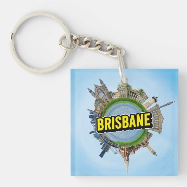 Brisbane tiny little planet landmark architecture  key ring (Front)