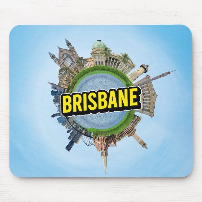 Brisbane tiny little planet landmark architecture  mouse mat (Front)