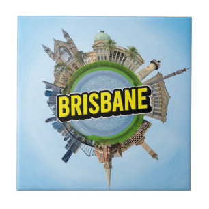 Brisbane tiny little planet landmark architecture tile