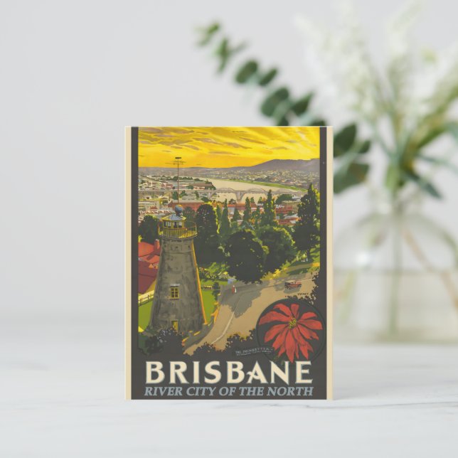 Brisbane vintage poster postcard (Standing Front)