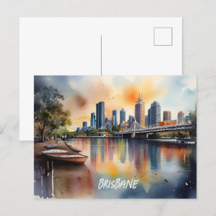Brisbane watercolor art postcard
