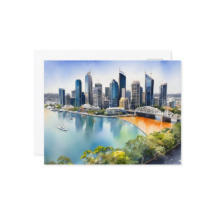 Brisbane watercolor art postcard
