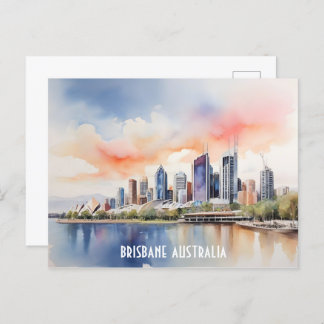 Brisbane watercolor art postcard