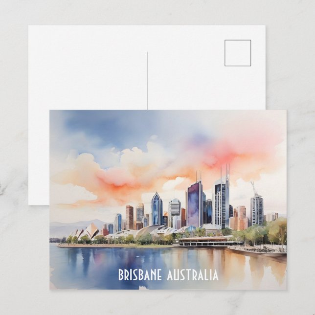 Brisbane watercolor art postcard (Front/Back)