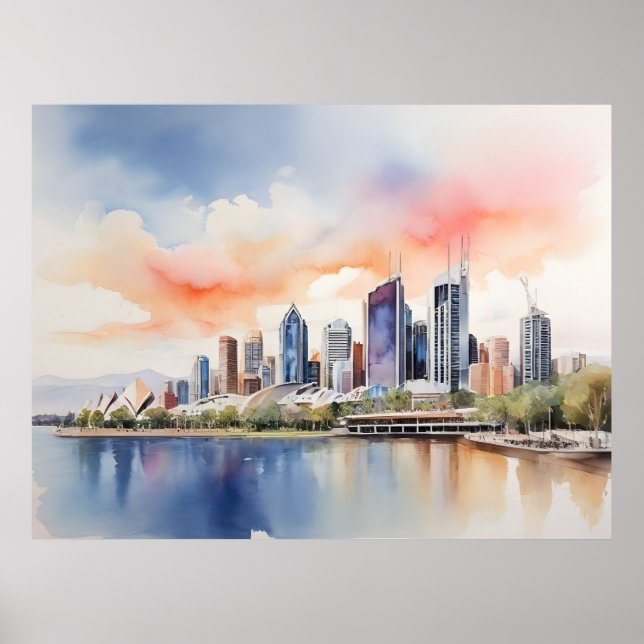 Brisbane watercolor art poster (Front)