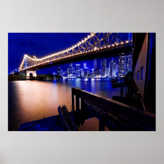 Brisbane's Story Bridge at night Poster