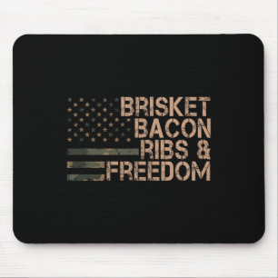 Brisket Bacon Ribs And Freedom Grill Bbq Funny Mea Mouse Mat