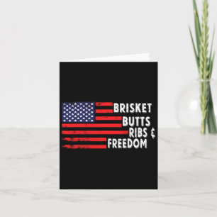 Brisket Butts Ribs And Freedom Bbq American Flag 2 Card