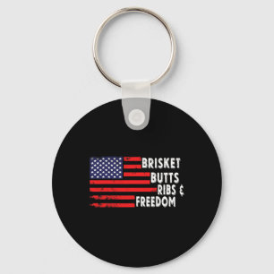 Brisket Butts Ribs And Freedom Bbq American Flag 2 Key Ring