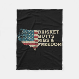 Brisket Butts Ribs And Freedom Vintage American Bb Fleece Blanket