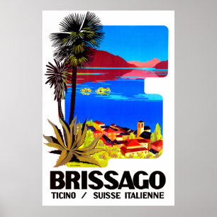 Brissago, Ticino, Switzerland. Village  and lake Poster