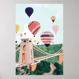Bristol Art Print, Hot Air Balloon Wall Art, Clift Poster