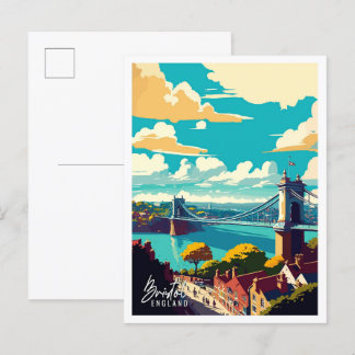 Bristol England Art vintage travel illustration Postcard