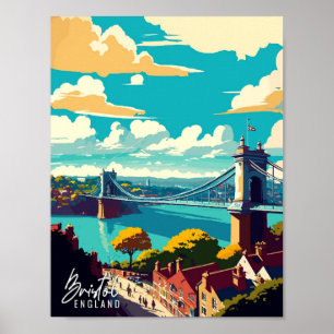 Bristol England Art vintage travel illustration Poster