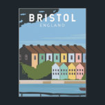 Bristol England Retro Travel Art Vintage Postcard<br><div class="desc">Bristol vector art design. Bristol is a city straddling the River Avon in the southwest of England with a prosperous maritime history.</div>