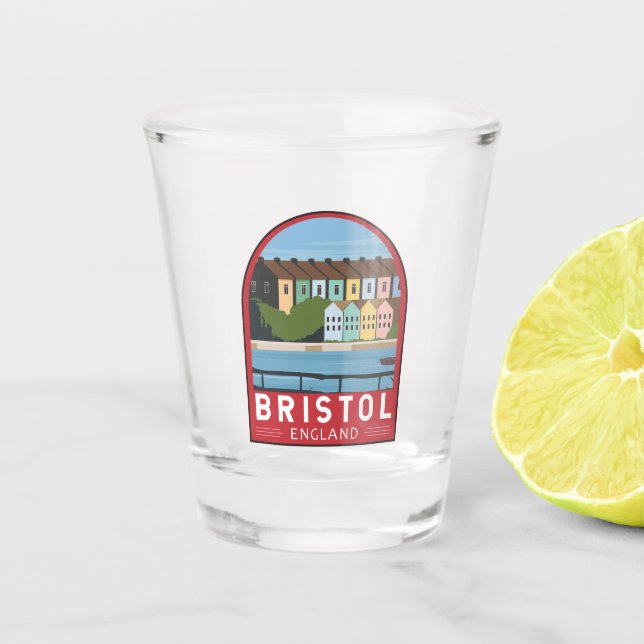 Bristol England Retro Travel Art Vintage Shot Glass (Front)