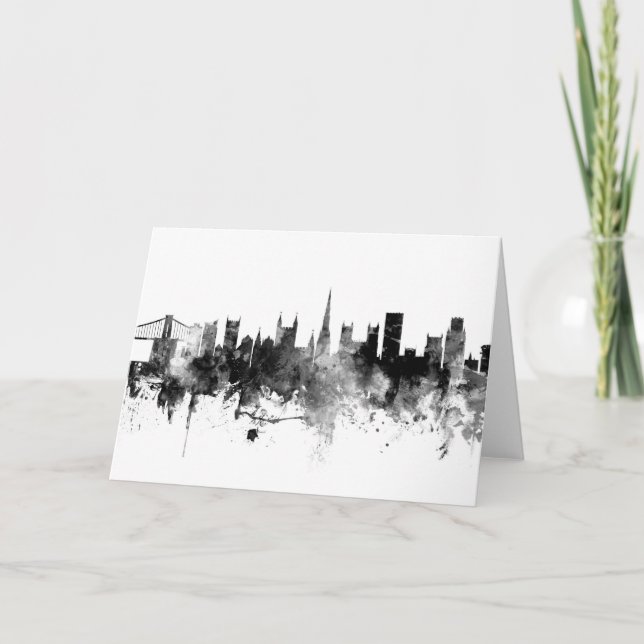 Bristol England Skyline Black White Card (Front)