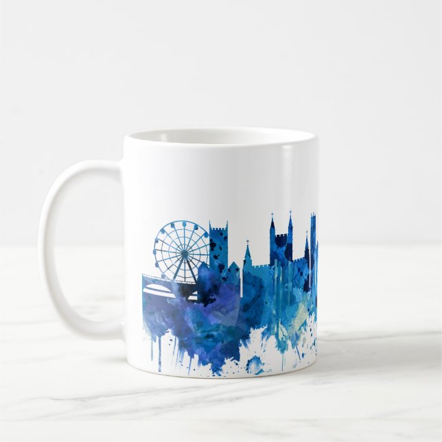 Bristol England skyline Blue Coffee Mug (Left)