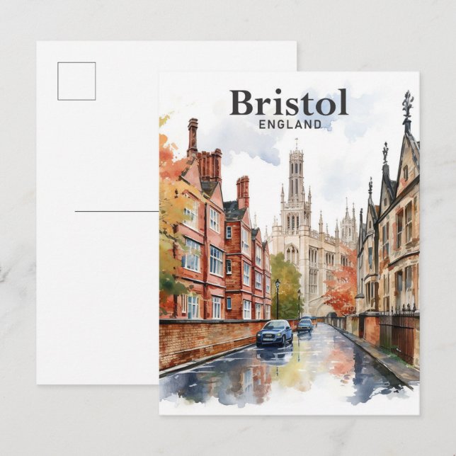 Bristol England Watercolor Painting Travel Postcard (Front/Back)