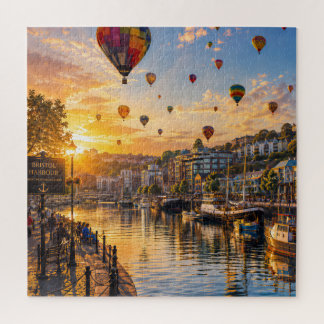 Bristol Harbour Balloons at Golden Sunset Jigsaw Puzzle