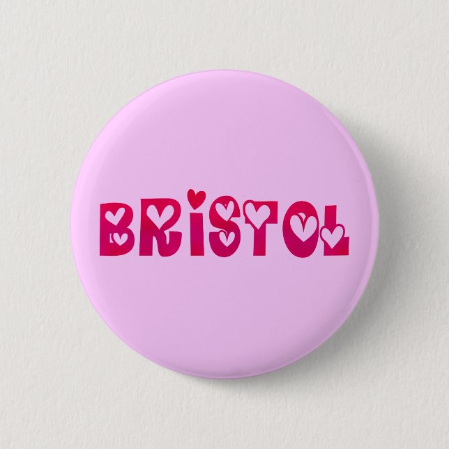 Bristol in Hearts 6 Cm Round Badge (Front)