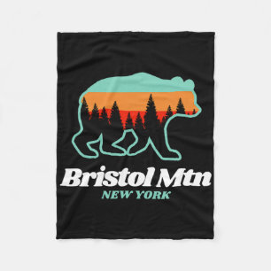 Bristol Mountain New York Skiing Snowboarding Bear Fleece Blanket