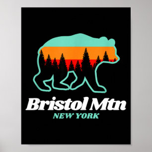 Bristol mountain new york skiing snowboarding bear poster