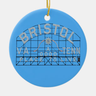 Bristol Slogan Sign Blue Ceramic Tree Decoration
