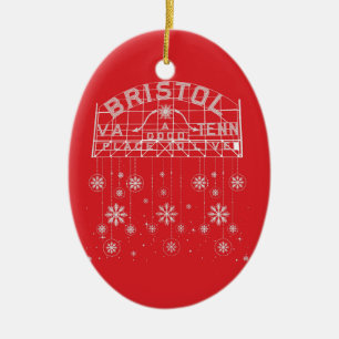 Bristol Slogan Sign Red Christmas Ceramic Tree Decoration