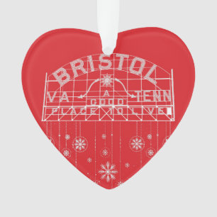 Bristol Slogan Sign Red Christmas Heart Ornament