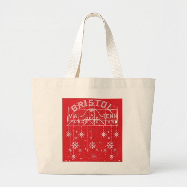 Bristol Slogan Sign Red Christmas Large Tote Bag (Front)