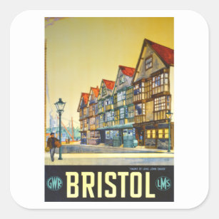 Bristol - UK - Vintage Travel Square Sticker
