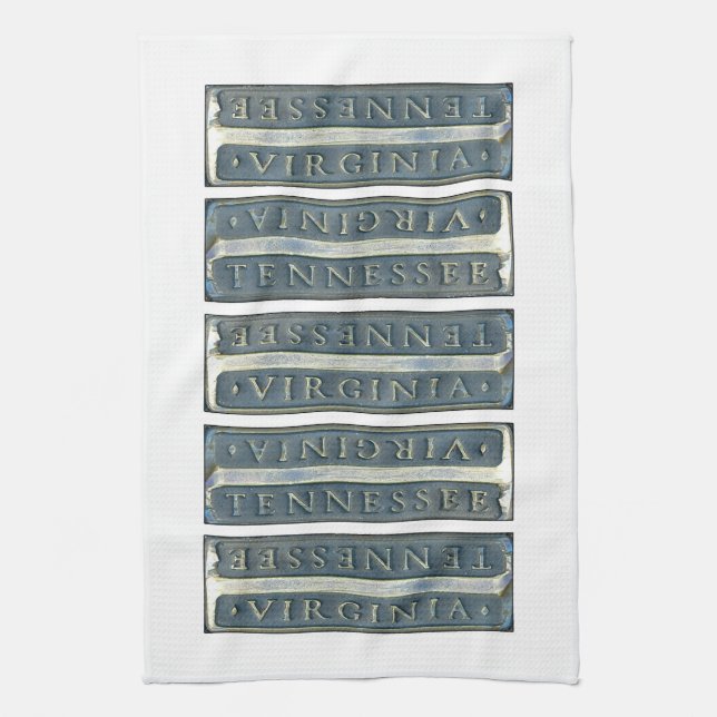 Bristol Virginia Tennessee Marker white Tea Towel (Vertical)