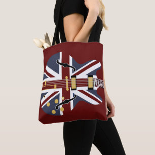Brit Pop Union Jack Guitar Tote Bag