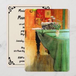 Brita at the Piano by Carl Larsson, Music Recital Invitation