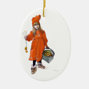 Brita (Iduna) with Candles and  Apples Ceramic Tree Decoration