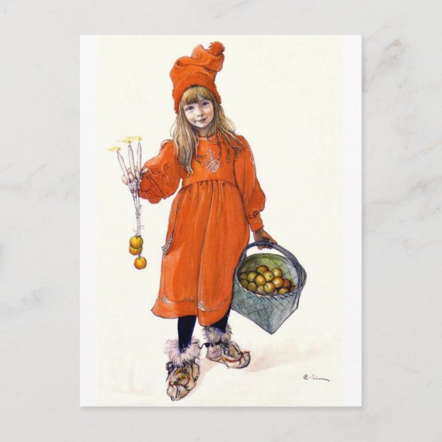 Brita (Iduna) with Candles and  Apples Postcard (Front)