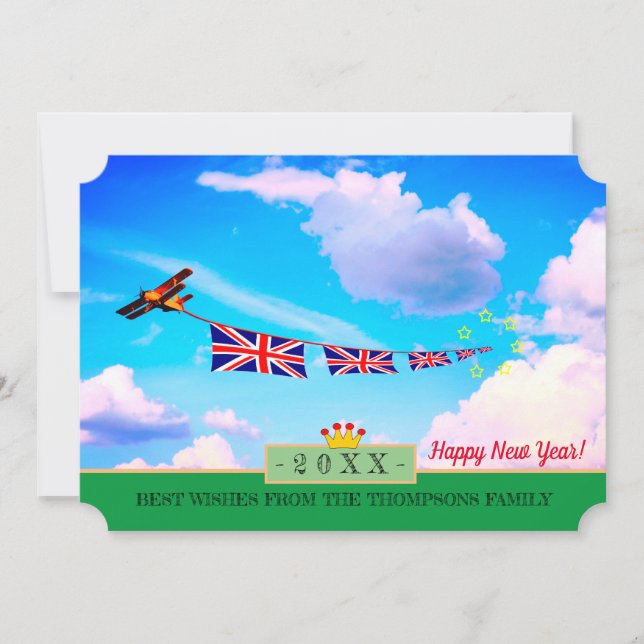 Britain - Aeroplane & Happy New Year! Card /20XX (Front)
