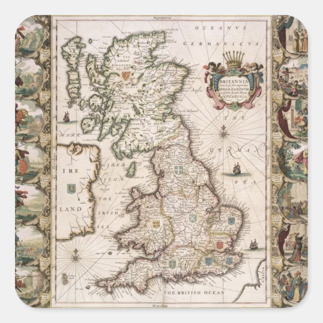 Britain As It Was Devided In The Tyme of the Engli Square Sticker (Front)